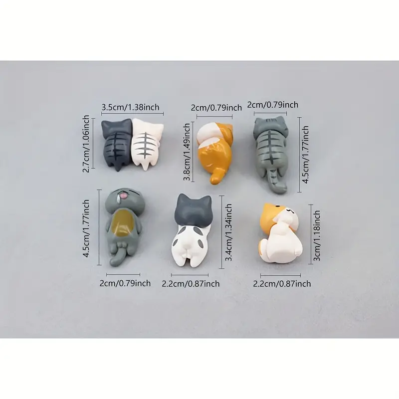 6pcs PVC Cartoon Cat Figurines - Plant Monitor 评论和价格